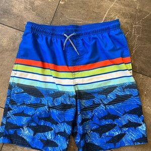 Kids Swim Trunks with Blue and Orange Stripes size (14-16)